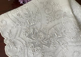 Vintage Whitework Hand Embroidered Linen Wedding Handkerchief