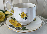 Vintage Yellow Wild Rose English Teacup and Saucer