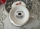 Vintage Royal Albert Senorita Teacup and Saucer Black Lace Pink Rose