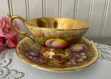 Vintage Aynsley Orchard Gold Teacup and Saucer Signed D. Jones