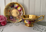 Vintage Aynsley Orchard Gold Teacup and Saucer Signed D. Jones