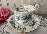 Vintage Royal Albert July Forget-Me-Not Teacup Saucer Flower of The Month