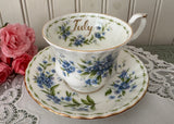 Vintage Royal Albert July Forget-Me-Not Teacup Saucer Flower of The Month