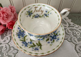 Vintage Royal Albert July Forget-Me-Not Teacup Saucer Flower of The Month