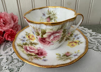 Vintage Queen's Rosamund Pink Roses Teacup and Saucer
