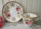 Vintage Queen's Rosamund Pink Roses Teacup and Saucer