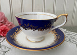 Vintage Aynsley Cobalt Blue Fruit Teacup & Saucer