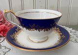 Vintage Aynsley Cobalt Blue Fruit Teacup & Saucer