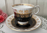 Vintage Elizabethan Black & Gold Filigree Teacup & Saucer England