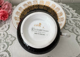 Vintage Elizabethan Black & Gold Filigree Teacup & Saucer England