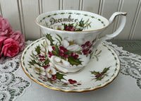 Royal Albert Flower of the Month December Christmas Rose Teacup Saucer - The Pink Rose Cottage 