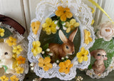 3 Handmade Real Easter Egg Diorama Ornaments Cute Bunnies
