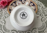 Vintage Bone China Teacup & Saucer Navy & Pink Roses