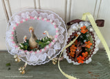 2 Handmade Real Easter Egg Diorama Ornaments Ducks and Bunny