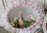 2 Handmade Real Easter Egg Diorama Ornaments Ducks and Bunny