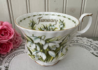 Vintage Royal Albert Flower of the Month Snowdrops January Teacup Only - The Pink Rose Cottage 