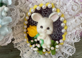 3 Hand Made Real Easter Egg Diorama Ornaments with White Bunnies