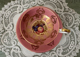 Vintage Aynsley Orchard Fruit Pink & Gold Teacup and Saucer