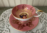 Vintage Aynsley Orchard Fruit Pink & Gold Teacup and Saucer