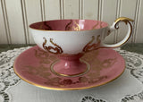 Vintage Aynsley Orchard Fruit Pink & Gold Teacup and Saucer