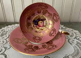 Vintage Aynsley Orchard Fruit Pink & Gold Teacup and Saucer