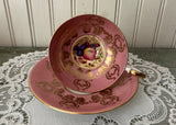 Vintage Aynsley Orchard Fruit Pink & Gold Teacup and Saucer