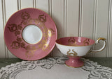 Vintage Aynsley Orchard Fruit Pink & Gold Teacup and Saucer