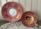 Vintage Aynsley Orchard Fruit Pink & Gold Teacup and Saucer