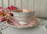Vintage Paragon Pink Roses & Gold Damask Teacup and Saucer