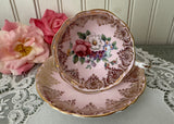 Vintage Paragon Pink Roses & Gold Damask Teacup and Saucer