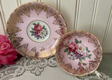 Vintage Paragon Pink Roses & Gold Damask Teacup and Saucer