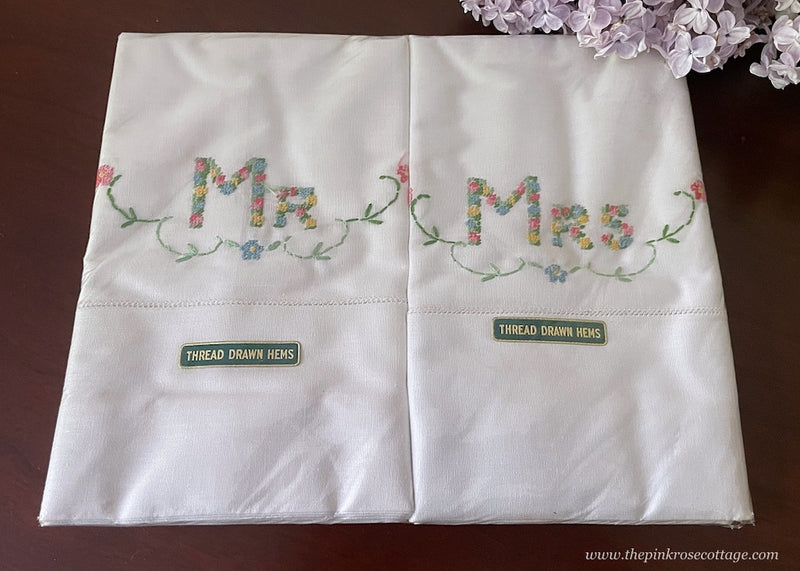 Mr and mrs embroidered pillowcases best sale