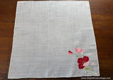 Vintage Lady Heritage Applique Red Pink Poppy Handkerchief