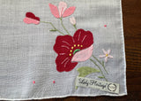 Vintage Lady Heritage Applique Red Pink Poppy Handkerchief