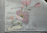 Vintage Lady Heritage Applique Red Pink Poppy Handkerchief