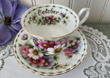 Vintage Royal Albert Flower of the Month October Cosmos Teacup and Saucer