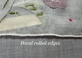 Vintage Lady Heritage Applique Red Pink Poppy Handkerchief