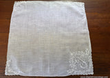 Vintage Embroidered Madeira Monogram F Linen Handkerchief