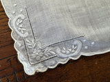 Vintage Embroidered Madeira Monogram F Linen Handkerchief
