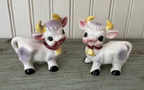 Vintage Elsie the Cow Purple Ceramic Salt and Pepper Shaker Set MCM Japan