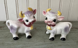 Vintage Elsie the Cow Purple Ceramic Salt and Pepper Shaker Set MCM Japan