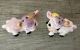 Vintage Elsie the Cow Purple Ceramic Salt and Pepper Shaker Set MCM Japan
