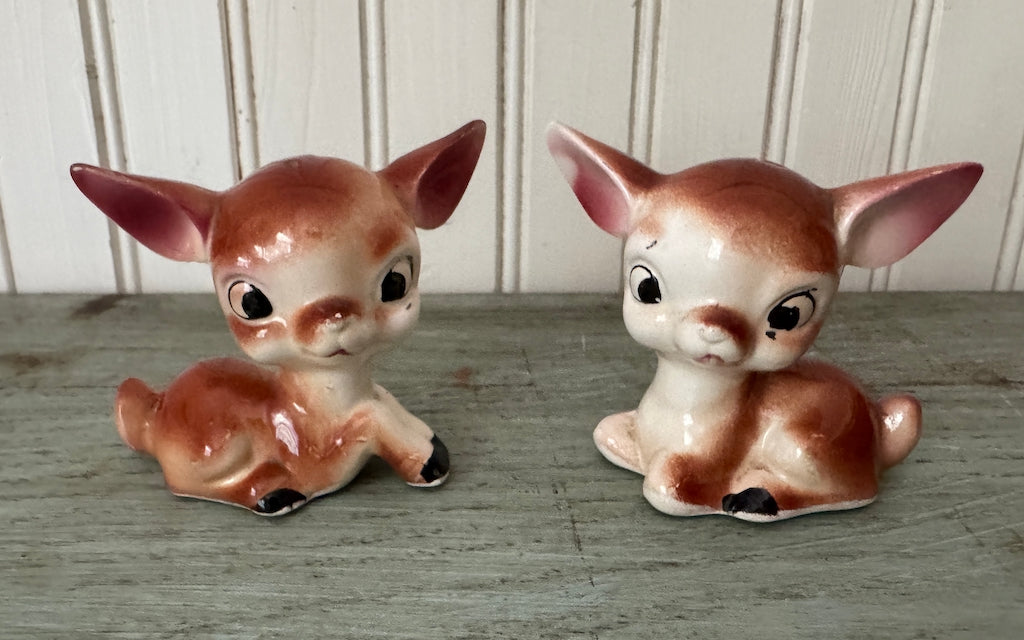 Vintage 1950s Anthropomorphic Fawn Deer Salt & Pepper Shakers - Made in Japan