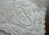 Vintage Embroidered Madeira Monogram F Linen Handkerchief