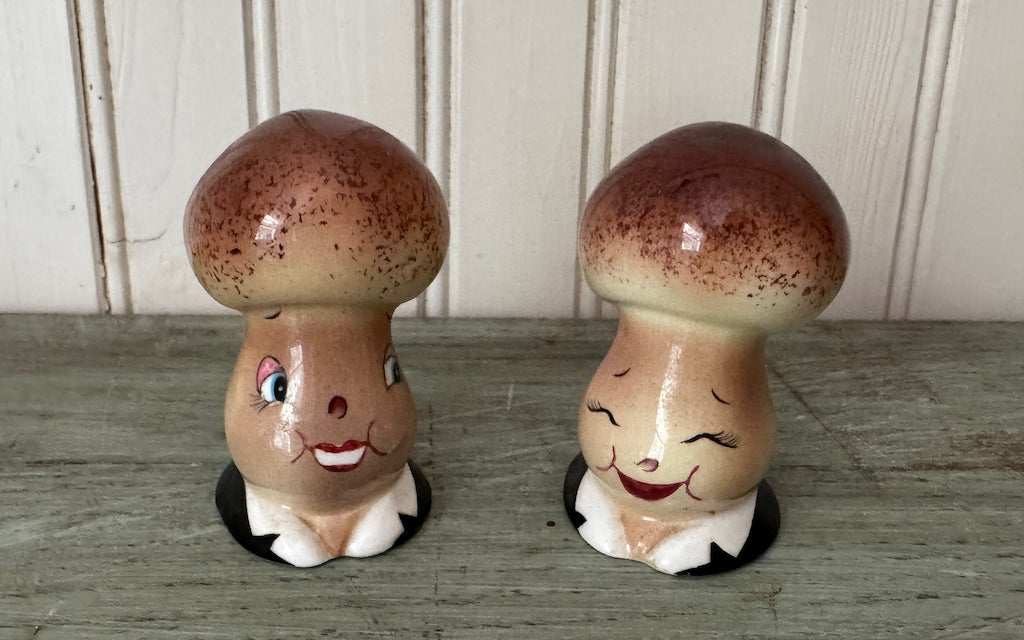 Vintage 1950s PY Napco Anthropomorphic Mushroom Salt & Pepper Shaker Set