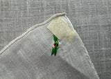 Vintage Embroidered Pink Blue Rosebud Orange Polka Dot Linen Handkerchief - The Pink Rose Cottage 