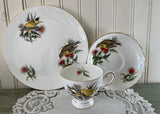 Vintage Royal Chelsea Goldfinch Teacup Saucer Luncheon Trio