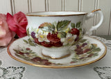 Vintage Elizabethan Teacup and Saucer Strawberries Blackberries Gold Gilt