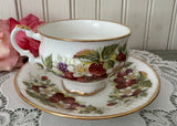 Vintage Elizabethan Teacup and Saucer Strawberries Blackberries Gold Gilt
