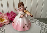 1961 Inarco Japan Angel Figurine Violin Player Pink Ombre Gold Stars E-529C